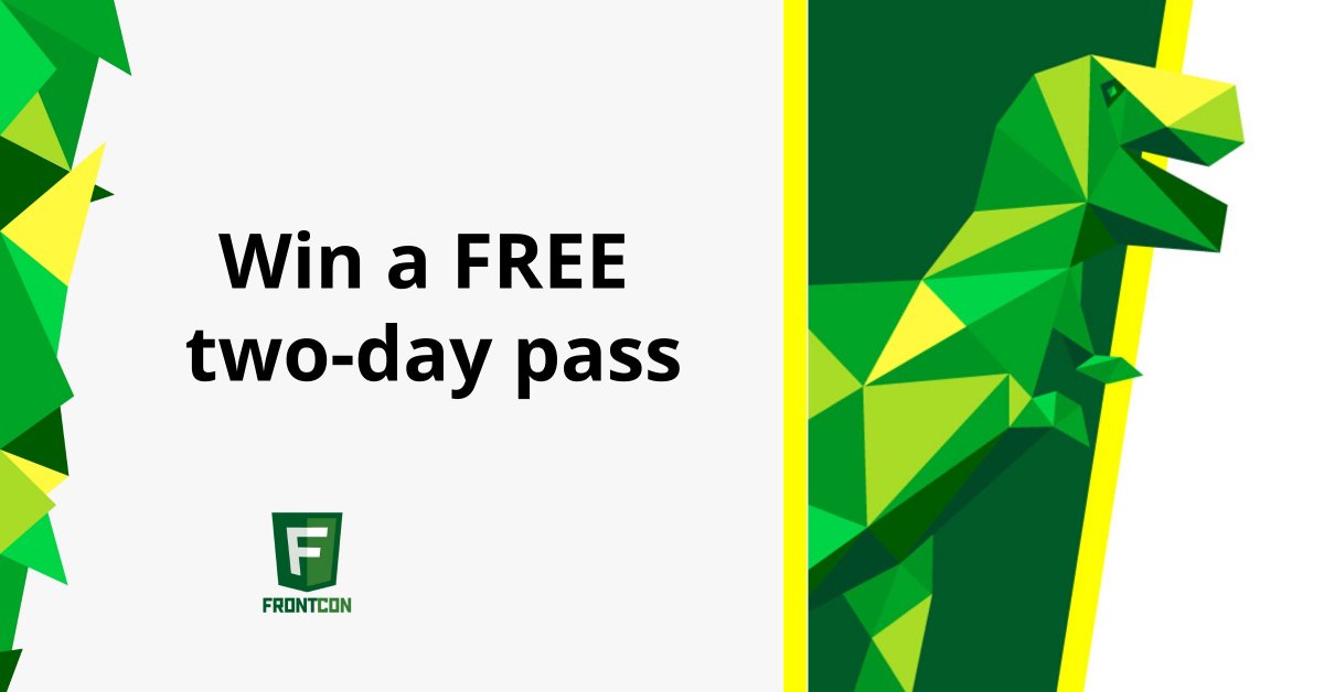 FrontCon's tweet image. Would you like to get a free two-day pass to this year's FrontCon? 🦕
Here's your chance!
facebook.com/FrontCon/posts…