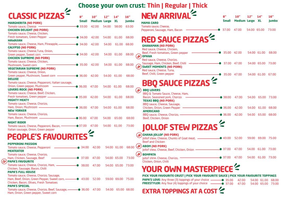 Papa's Pizza GH on X: Our New Price List🥹🍕  / X