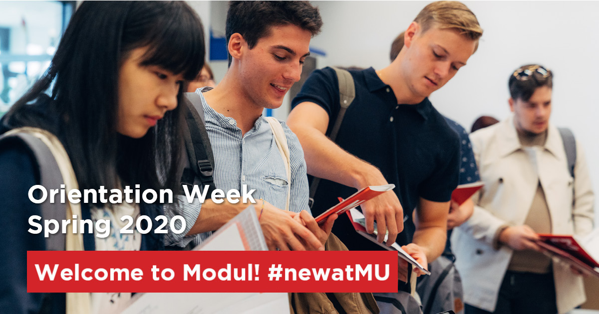 moduluniversity's tweet photo. It´s Spring 2020 Orientation Week! #ModulUniversity is welcoming new #undergraduate and #graduatestudents to our #family. #MUVienna  #Bachelor #Class2024 and #MSc #Class2023 - all the best! https://t.co/n108WhMhJJ