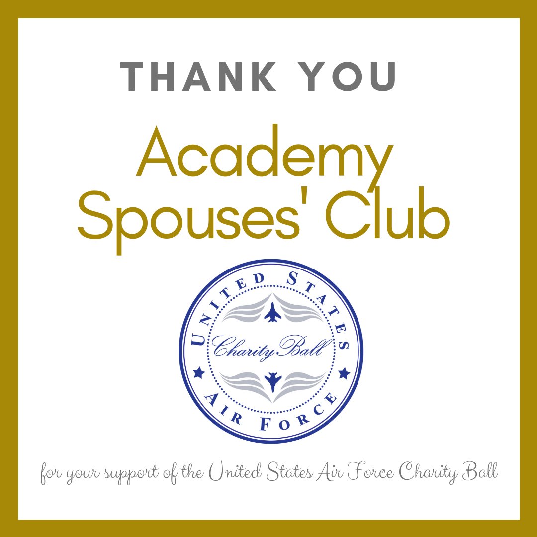 AirSpaceGala's tweet photo. Thank you to Academy Spouses' Club for your support for the 2020 United States Air Force Charity Ball.

#AirForceCharityBall - March 21, 2020

https://t.co/q5nfb7betf

#militaryspouse #airforcespouse #airforcewife #militarywife  #AFCB2020 #usafa #airforceacademy #usaf #usairforce https://t.co/rD3tJTXZ6G