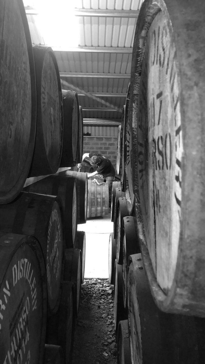 wolfburn_whisky's tweet photo. The North coast may have been battered by the weather but all is calm in the #Wolfburn warehouses. Here's a 📸of Max about to fill more sherry butts to sleep for a while! 🥃🏴󠁧󠁢󠁳󠁣󠁴󠁿#highlands #singlemalt #whisky #scotland #distillery #scotchwhisky #singlemaltwhisky https://t.co/DMkVCn5RD5