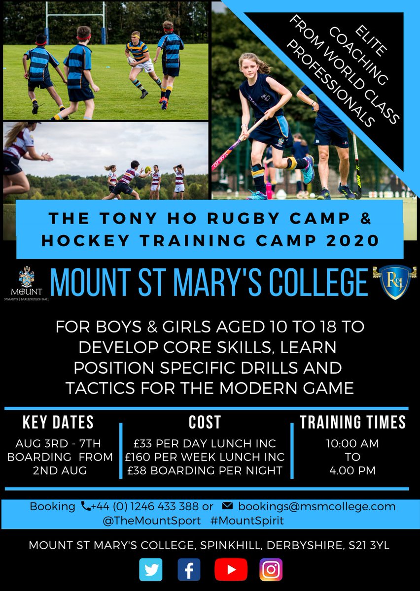 Details for this year's Tony Ho #Rugby and Summer #Hockey Camps...