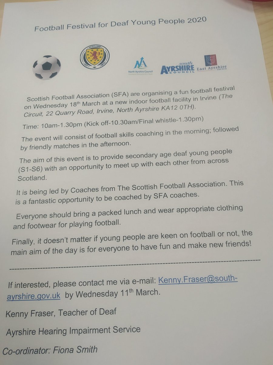 GarvelC's tweet photo. Foot event for Def secondary age pupils.

Please retweet and share:) #deaf #football #events https://t.co/hF6dfQBQjI