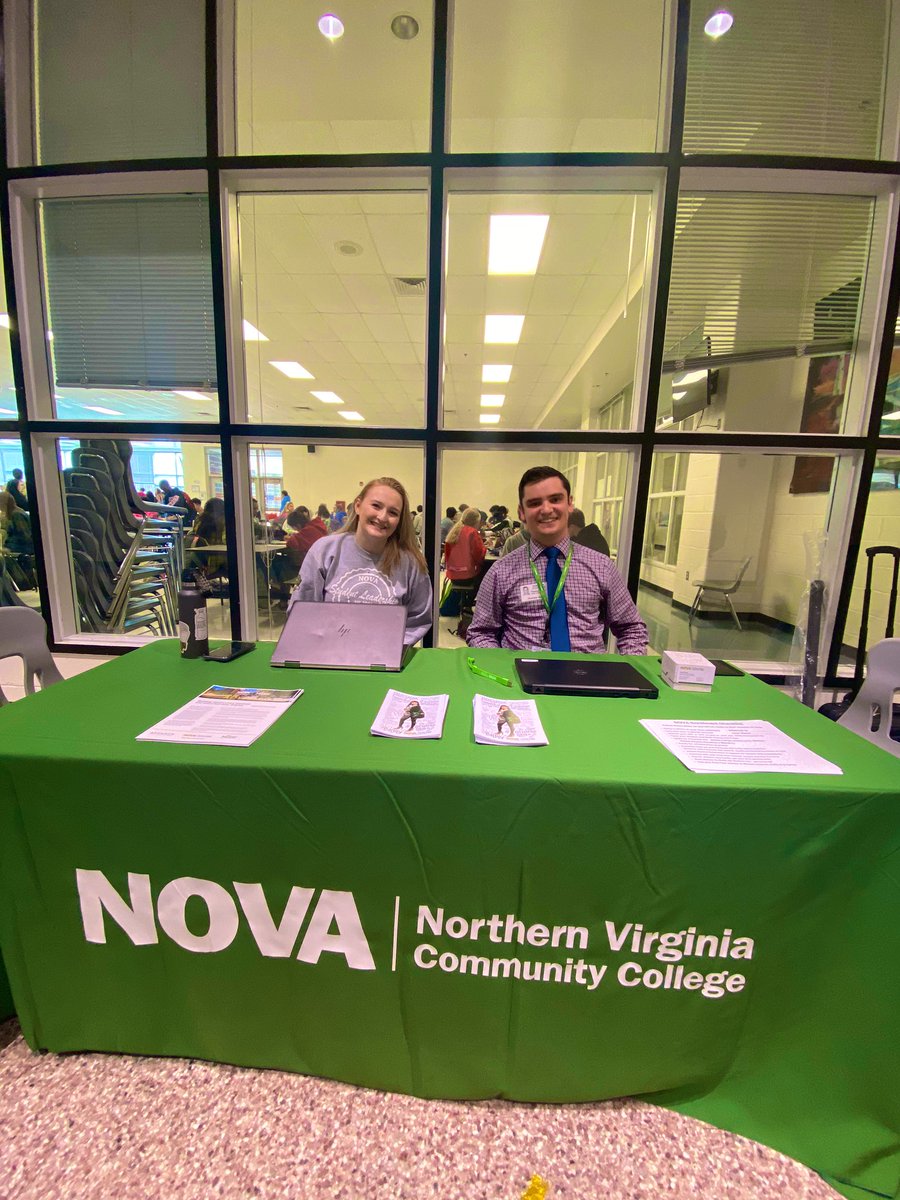 DHSCareer's tweet photo. Northern Virginia Community College is here!  Come stop by if you have questions and say hi! @DominionLcps @ShoutOutLoudoun #NOVA #College https://t.co/WwltxbL8Bn