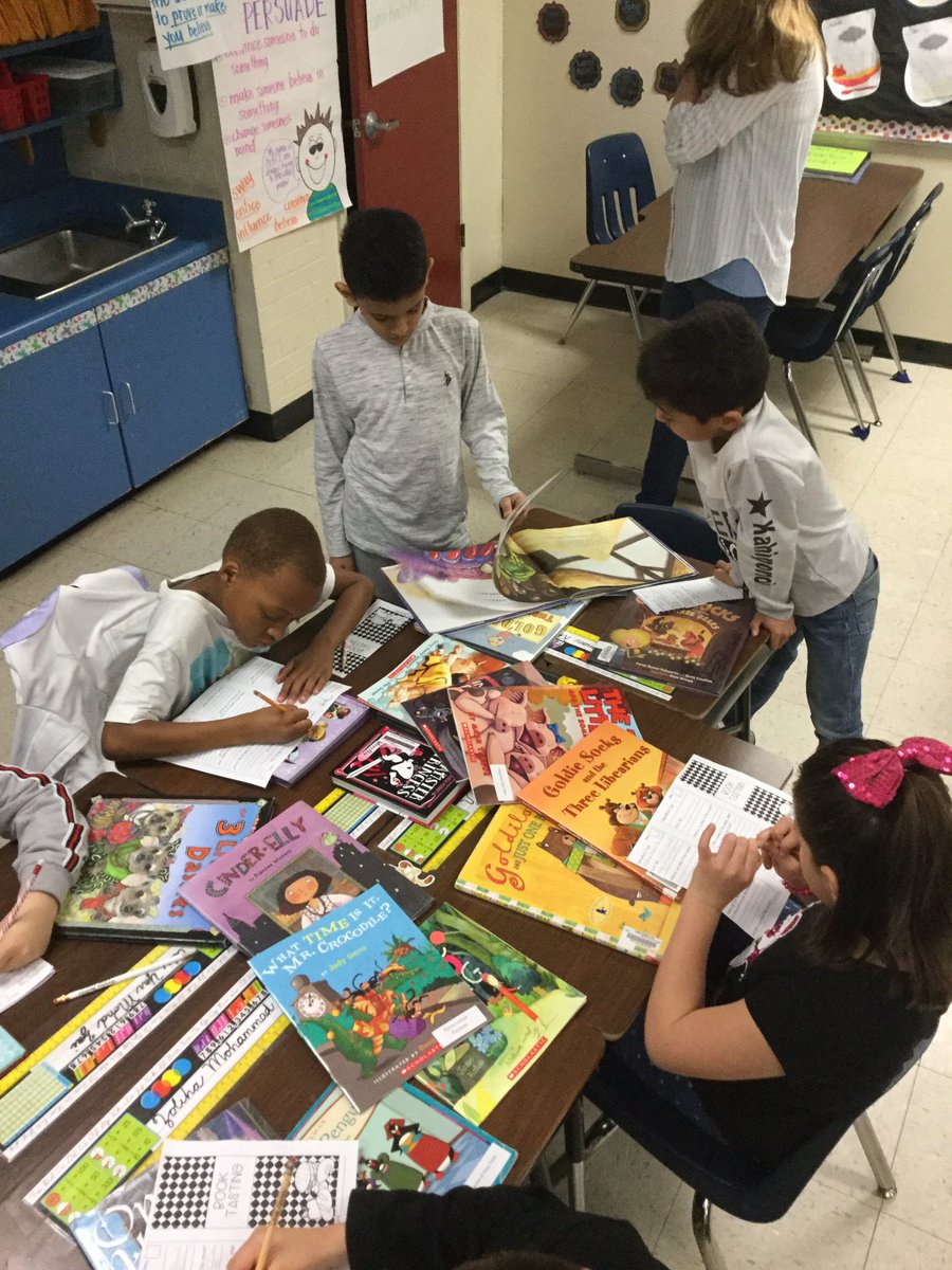 AlexanderAtLast's tweet photo. Third grade Contemporary Literature book tasting! We are so excited to start our new unit! They were engaged and having valuable conversations about the genre characteristics! @NISDCNE #nisdlegends #northsideISDreads https://t.co/cgmNuAMGbJ