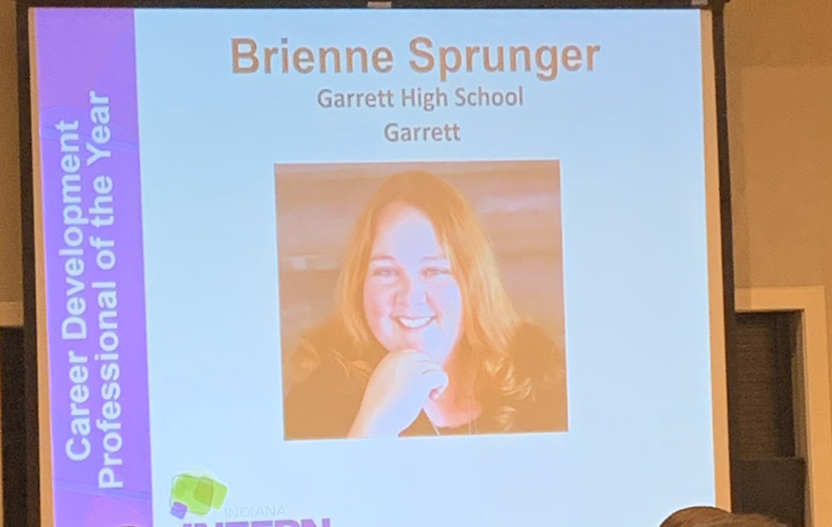 ChadSutton1's tweet photo. Congratulations to @BrienneSprunger HS Career Development Professional of the Year for @IndianaINTERN @GKBDistrict https://t.co/po8G0wAl7b