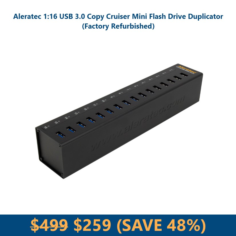 🔥 Up to 52% OFF USB duplicators! 🔥

Celebrate Aleratec's 20 years with up to $330 OFF select factory refurbished USB duplicators, plus FREE shipping: aleratec.com/holiday-outlet…