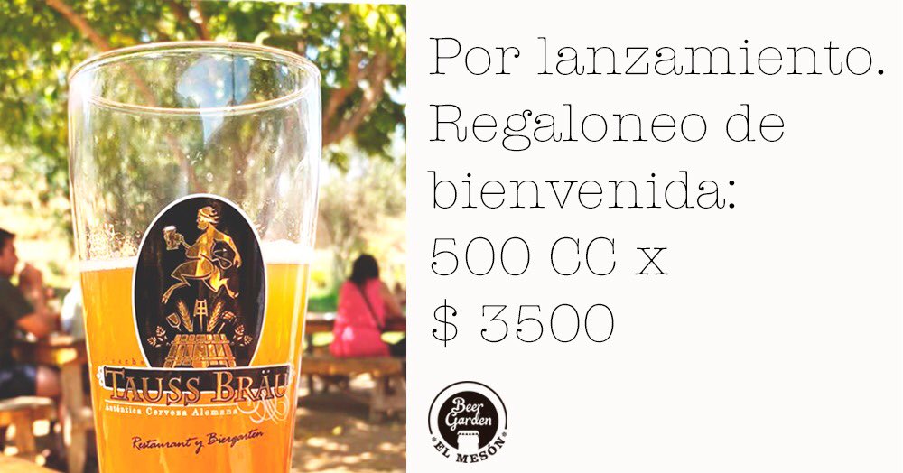 el_mesondbc's tweet photo. ¡Chiquillos! Hoy lanzamos @Cervezatauss y hasta el sábado, los vamos a regalonear con esta promo. #paseobulnes367 #BGEM https://t.co/h7YMo4gAzC