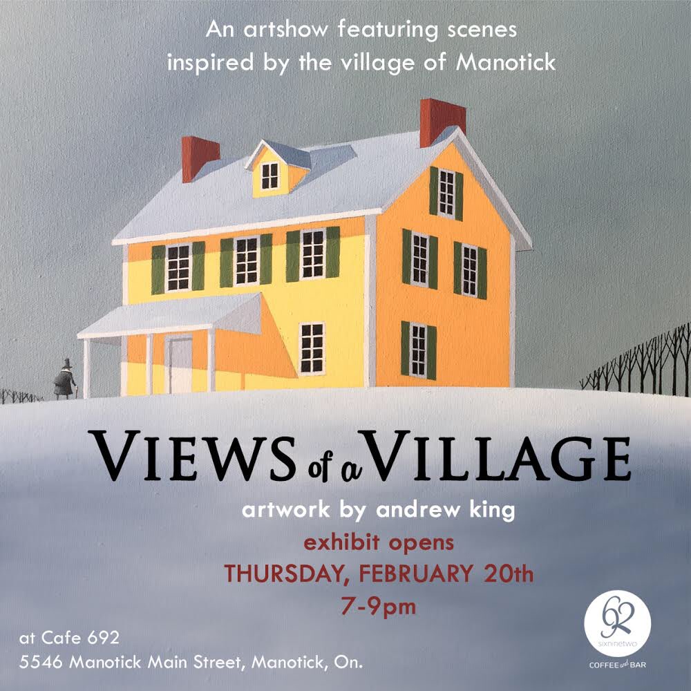 We may be race directors of the Manotick Miler but we’re also part owners of 692 Coffee and Bar in Manotick and we are thrilled to have <a href="/twitandrewking/">Andrew King</a> hang his art in our shop! <a href="/kichesippibeer/">Kichesippi Beer Co.</a> will also be there sampling beers!