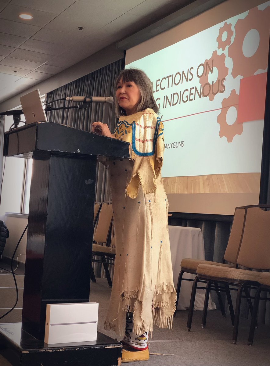 LowaBeebe's tweet photo. Keynote Speaker Dr. Linda Manyguns  today at Community Futures Treaty 7 Post-Secondary Summer Employment Symposium. She speaks to cultural differences &amp; shares historical facts of Canada. #treaty7 #community #crossculture #postsecondary #employment #YQl #lethbridge #CFT7 https://t.co/vXun6IhM2m