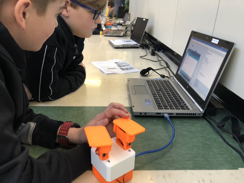 dlevesque's tweet image. Lockheed Martin at Franklin Elementary - Students coding Ottobots #eweek2020 #lpsk12 #lps100