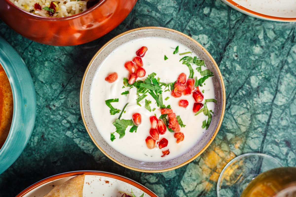 At Copper Chimney we’ve worked hard to develop the perfect raita. Fresh mint and pomegranate pearls are stirred through Greek yoghurt to create a cooling dip that calms the tastebuds ✨