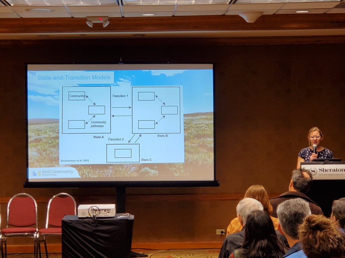 Dr. Jennifer Timmmer sharing her PhD research integrating Sagebrush Bird density predictions into STMs for sagebrush ecosystems.  A novel application that should be applied more broadly for management applications.