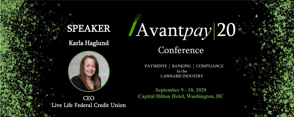 pbcconference_'s tweet photo. Thank you to Karla Haglund, CEO of Live Life Federal Credit Union, for joining us as a speaker at The Avantpay|20 Conference, the B2B conference for #payments, #banking, and #compliance in the #cannabis industry. Join us, Sep 9-10, 2020, in Washington DC, https://t.co/yyM3IFNJel https://t.co/48dqqwgx44