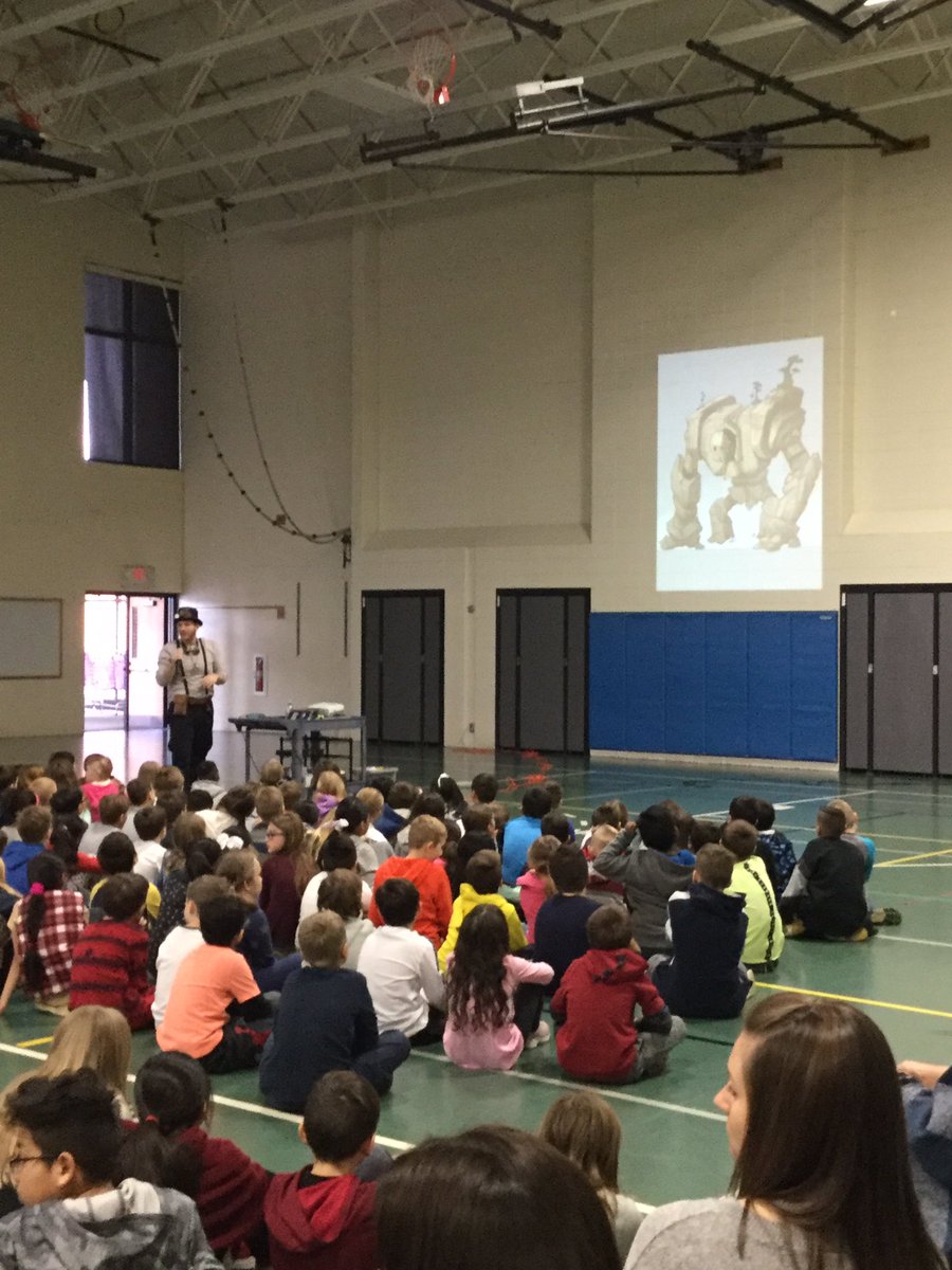 StrachnLMS23's tweet photo. Ross and Sullivan students enjoyed the Towervale book presentation this morning with book character Merrick! @PHSD23 @D23Ross #rosspride #proud2BD23 https://t.co/NjOj8y4t24