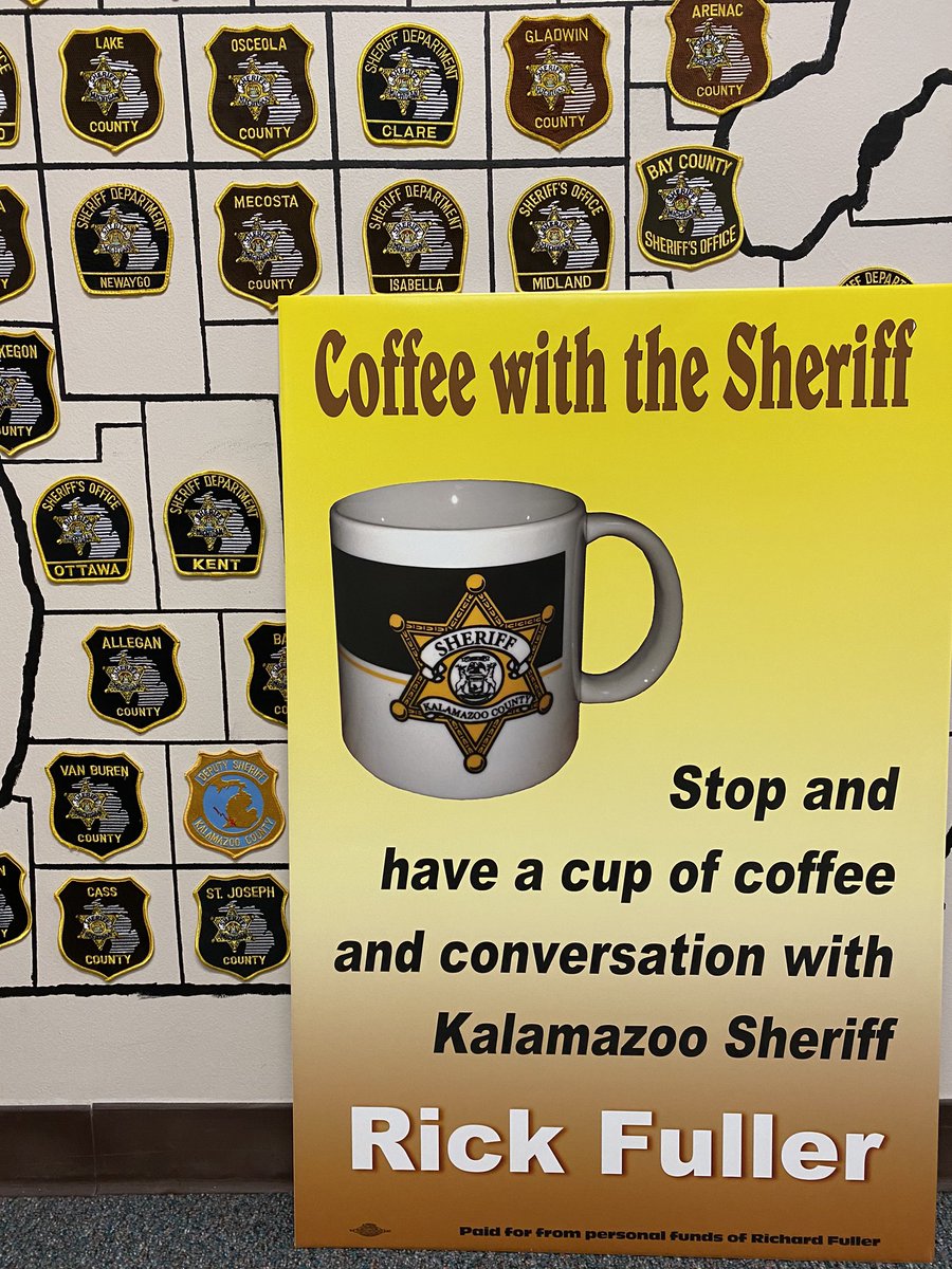 Time for another “ Coffee with the Sheriff Event.  Come on out to Panera Bread 5627 Gull Rd. Tomorrow 0800-0930.  Hope to see you there!