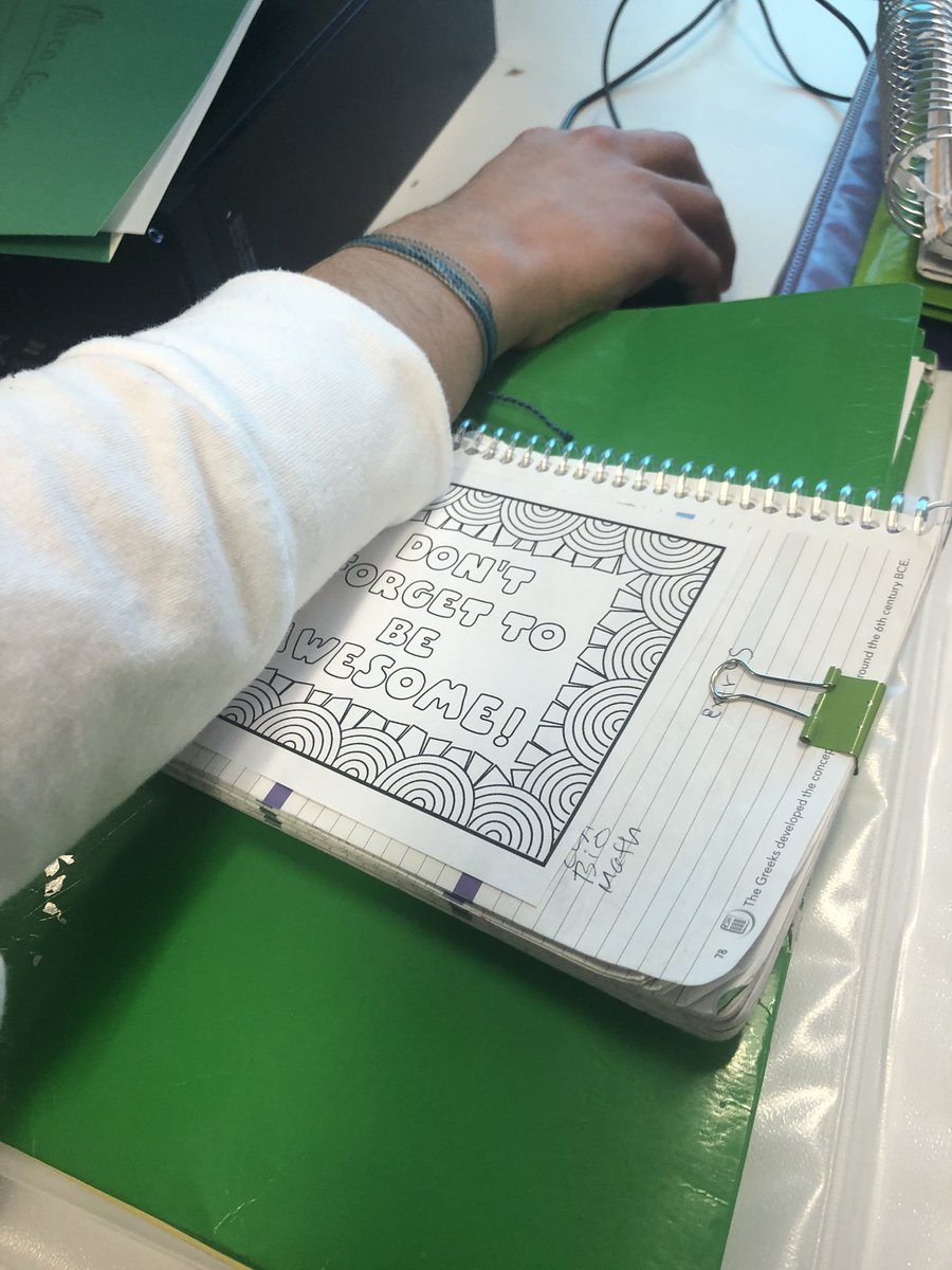 hannah_crowder3's tweet photo. Today was Practicing Mindfulness Day 1. As we all know teens are stressed in many different ways than us teachers and adults. So to give them the tools they need. We colored inspo quotes today in class. What a relaxing time and many kids enjoyed it! #mindfulclass #relaxation https://t.co/fb2VxBZGpl
