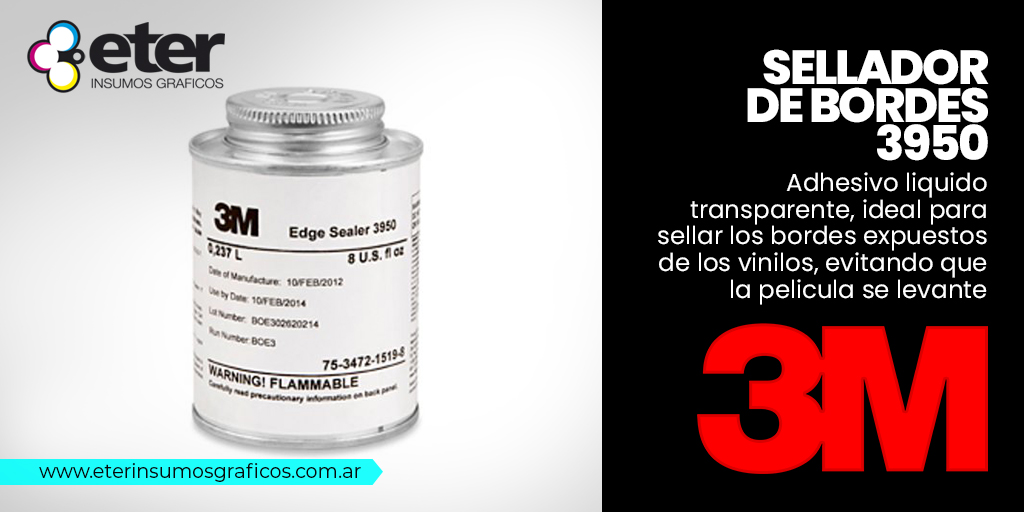 eterinsumos's tweet photo. Sellador de Bordes 3950 de 3M, lata con aplicador de 0,236L. 
Utilice este producto para sellar bordes expuestos de vinilos compatibles a fin de ayudar a impedir que el vinilo se despegue debido a la exposición ambiental o la limpieza. https://t.co/wonXozGb5K