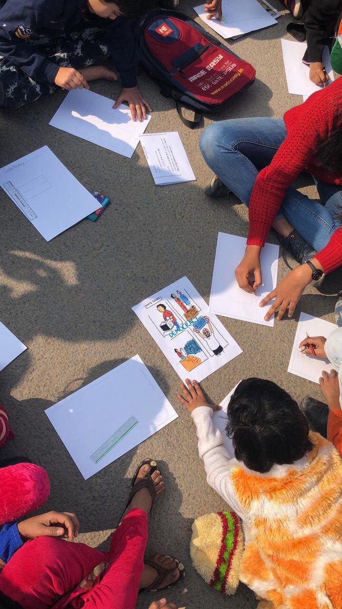 Shaheenbaghoff1's tweet photo. #Creativity flows from the minds of the future generation from week 1 to now at #ShaheenBagh! As Dr Ambedkar has said, “Cultivation of the mind should be the ultimate aim of human existence.”

#IndiaAgainstCAA_NRC_NPR #FutureGeneration #ShaheenBaghProtests #CAAProtest https://t.co/2VzdPJguAo