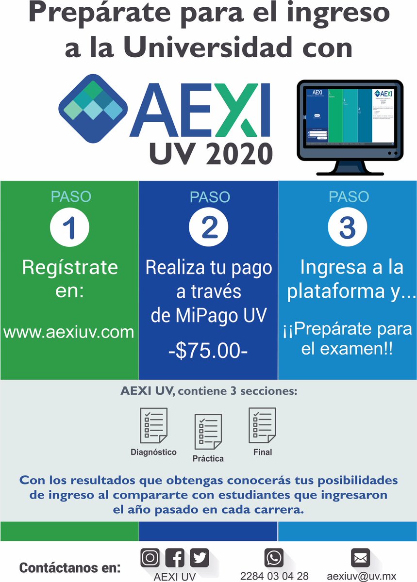 #AspiranteUV2020 en #AEXIUV nos encargamos de generar información que puede ser útil para acompañar tu proceso de elección de carrera y de preparación para el examen de ingreso a nuestra UV. 👇😉🧐👊👍