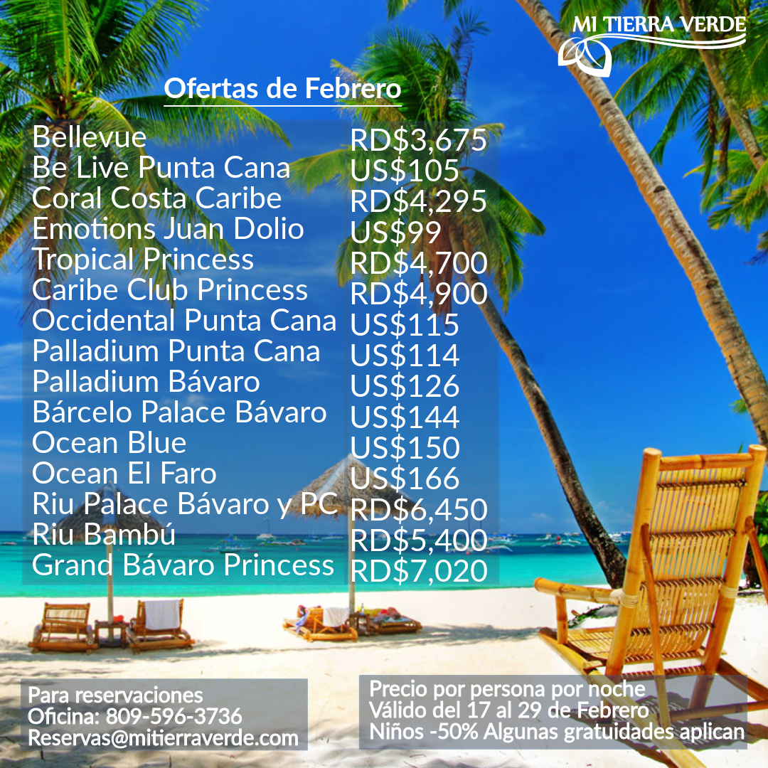 mitierraverde's tweet photo. Y siguen las #Ofertas del mes de #Febrero #2020.

Reserva ya:
Oficina: +18095963736
Flota: +18099180283

#GodFirst #MiTierraVerde #Bávaro #PuntaCana  #Beach #Sun #Vacations  #PuertoPlata #BocaChica #Bellevue #Emotions #Occidental #Palladium #Riu #Bárcelo #Princess #Ocean https://t.co/3ZFZc4cbiy