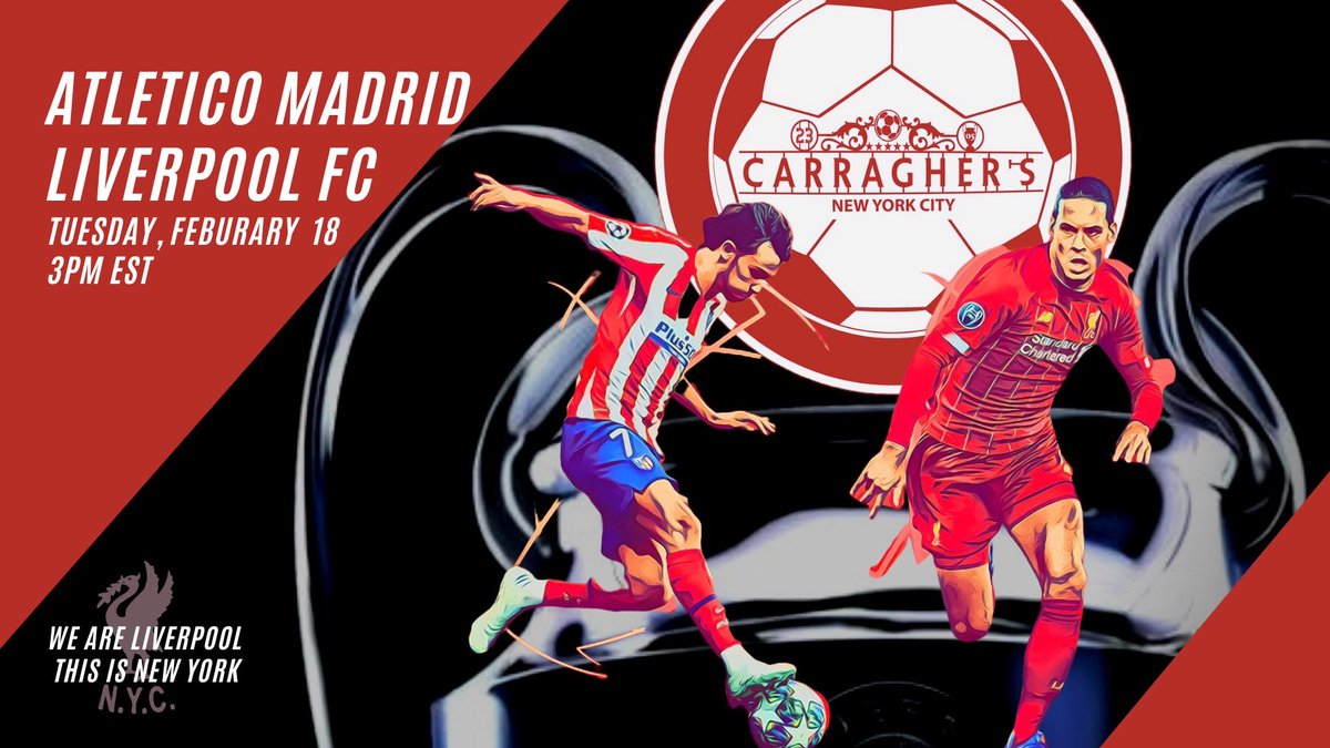 CarrasNYC's tweet photo. The #Unbearables are back! We’re expecting a full house very early! Reservations are sold out.
Doors open at 11am.
⚽️ #Atleti vs #LFC
🏆 #ChampionsLeague
🗓️ February 18, 2020
🕓 3pm ET 🍺 #Carraghers
#UCL #ChampionsLeague #LiverpoolFC #UCL #AtletiLFC @NYCKOPITES https://t.co/OOb6PK7hrt