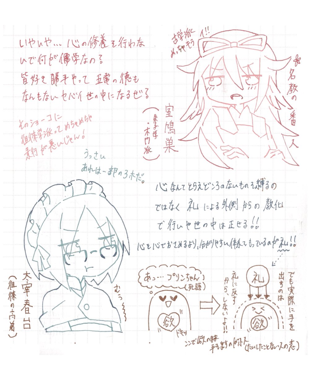 わりとよくまとまってるけど2年前のだから絵が下手だしデザインにズレがあるので時間ができたらかきなおしたいどす(公約)#そうさく江戸儒学 