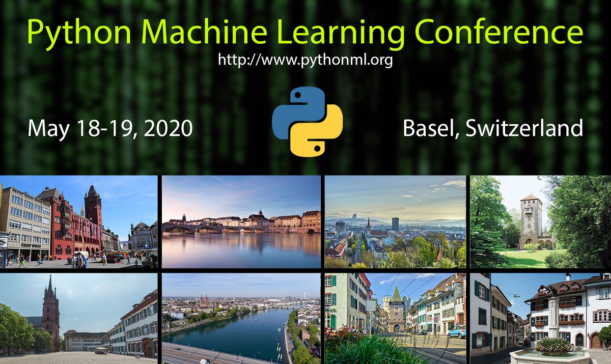 MartinChristen's tweet image. I'm proud to announce the Python Machine Learning Conference, taking place in Basel, Switzerland May 18-19, 2020. CfP is now open until March 15, 2020. 2020.pythonml.org #python #MachineLearning #DeepLearning #AI #PythonML #developers