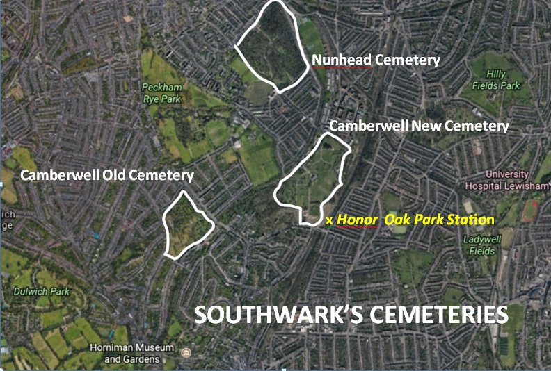 SouthwarkWoods's tweet photo. Where are the 12 acres of trees and graves (7 football pitches in size) @lb_southwark is cutting down, with approval of @MayorofLondon? Camberwell Old Cemetery, East Dulwich. Thank you for asking. https://t.co/oCca45gtHJ https://t.co/t0bJn1uhDe