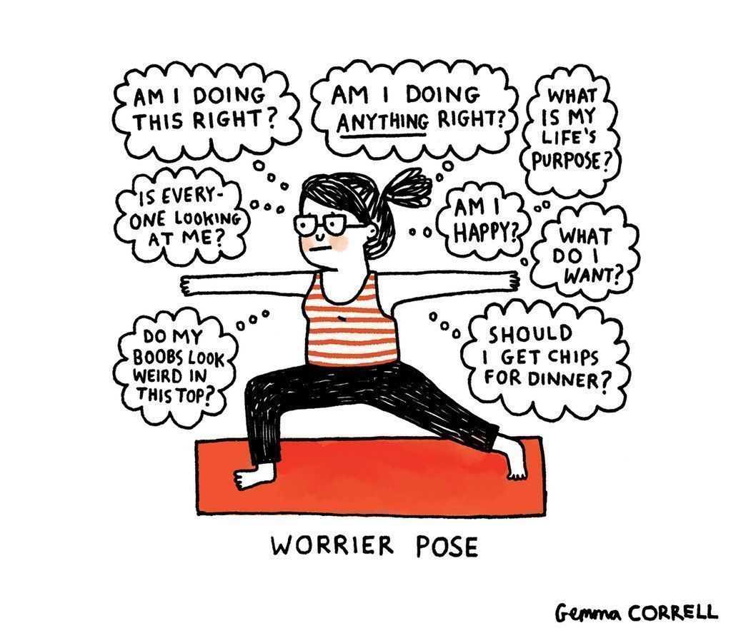 Getting back into your routine after a long weekend can be tough. Here's your reminder to try to take a break when your worries get to be too much. 💚 #TuesdayThoughts  | 🎨: <a href="/gemmacorrell/">Gemma Correll</a>