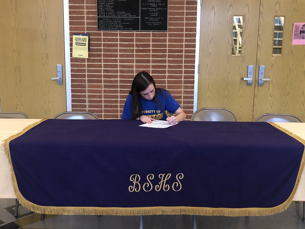 BSHSGirlsSoccer's tweet photo. Congrats to two of our seniors, Kaitlyn Brumbaugh and Bry McBeth! They both signed to play soccer in college on Thursday. Bry will be playing for UPJ next year and Kaitlyn will be playing for LVC! #gobubblers #classof2020 💜💛💙 https://t.co/XxS5M92NMY