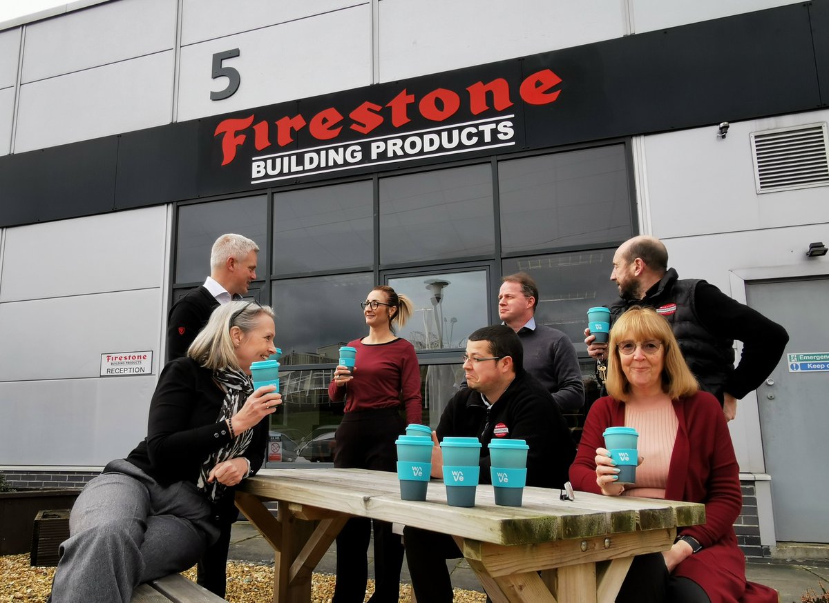 It may be #nationalwineday but we are enjoying our coffee out of our new reuseable cups from <a href="/TheWave/">The Wave</a> , which is lined with #Firestone #GeoGard #EPDM.