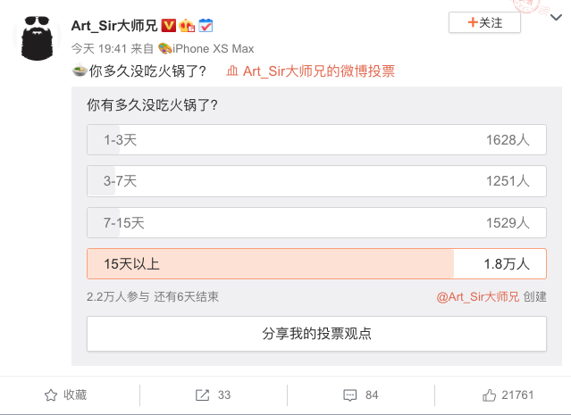 HotpotAmbassdr's tweet photo. Ooph! With the ongoing #coronavirus crisis, gathering around the table with family and friends for hotpot is not an option these days. How long haven't you had hotpot? On Weibo, it's been 15+ days for the majority of respondents. https://t.co/HYSUbL6tGH