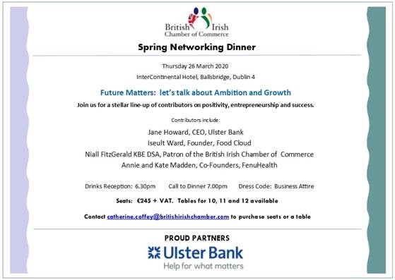BrIreCham's tweet photo. In our latest Bulletin:
🔴 #MembersDay2020 in Dublin
🔴 Spring Networking Dinner
🔴 Special CAST Committee Meeting
And more at the link: https://t.co/nTTDOthpJe https://t.co/IlScdr3VmV