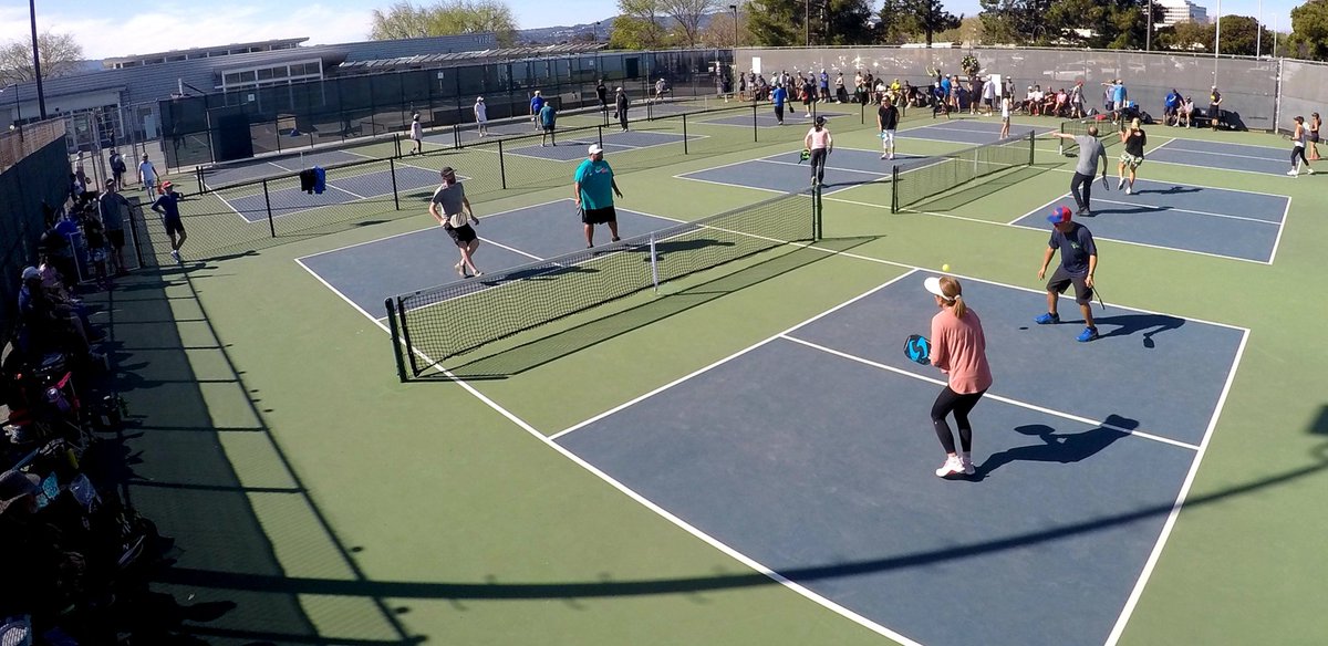 FosterCityPB's tweet photo. What a great Presidents Day on the pickleball courts in Foster City. Tasty food provided for our pot luck, lots of sunshine and of course, a day filled with pickleball. Thanks to everyone for being a part of this awesome day! https://t.co/ClQmnvyUTH