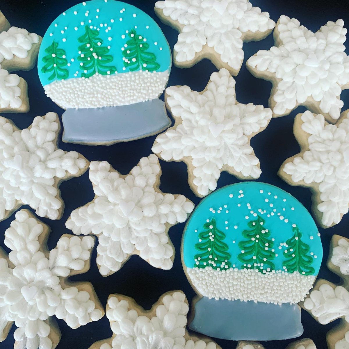 NadiaGundert's tweet photo. It’s a snowy day in Kingston today! Perfect day to share these snowflake and snow globe cookies ❄️ #sweettreatsbynadia #cookiedecorating #snowflakecookies https://t.co/t7VOBOHW7Q