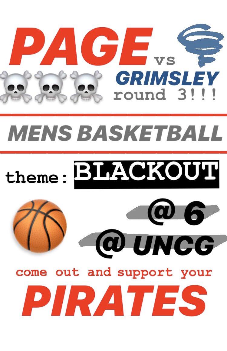 see y’all @ UNCG @ 6!! come support your pirates