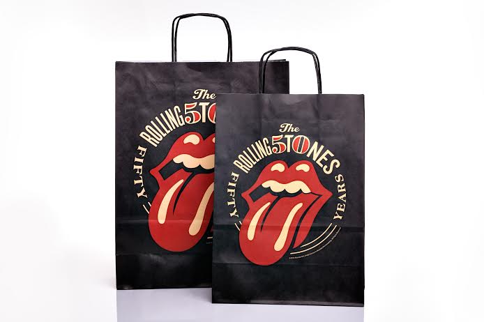 #TongueOutTuesday #tuesdaythrowback. This was such a fun line of packaging to work on with this iconic logo against striking black paper.  #MonroLtd #Standoutpackaging #iconicpackaging #ropehandle #retailpackaging #brandedpackaging #rollingstones