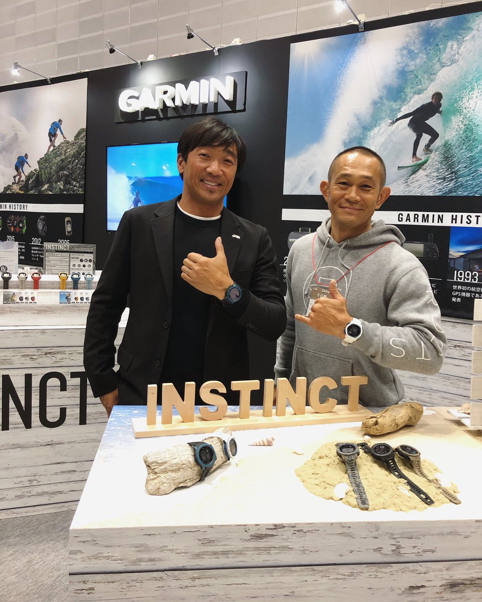 ruminasato's tweet photo. 今日も絶好調の牛越兄貴と共にアンバサダーを務める @GarminJP ブースにて📸タイドグラフ搭載のinstinctは海好きには必須アイテムです⌚️#interstyle2020 #garmin #beatyesterday https://t.co/Q7T5jpRO8b