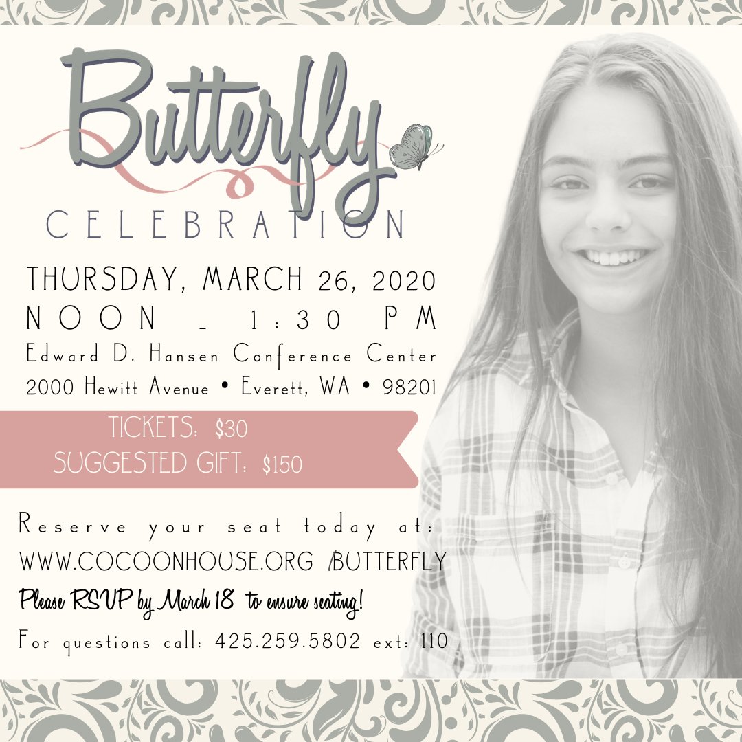 Reserve your seat by March 18th for this annual event the celebrates young people and the meaningful work Cocoon House is doing to help to break the cycle of homelessness in our community. PURCHASE TICKETS HERE: buff.ly/38ehjFd