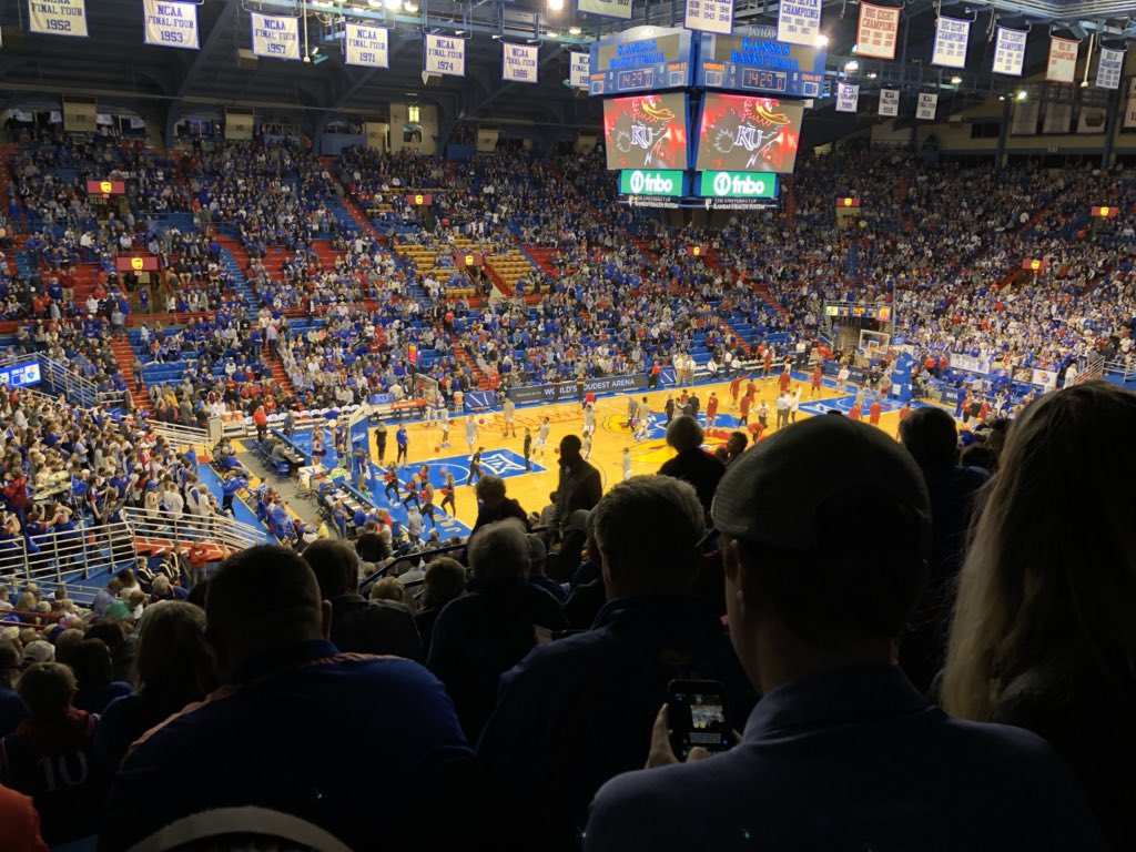 FaustLew's tweet photo. Pregame in the Phog!!  Oh what a feeling. https://t.co/MAvDAubiHD