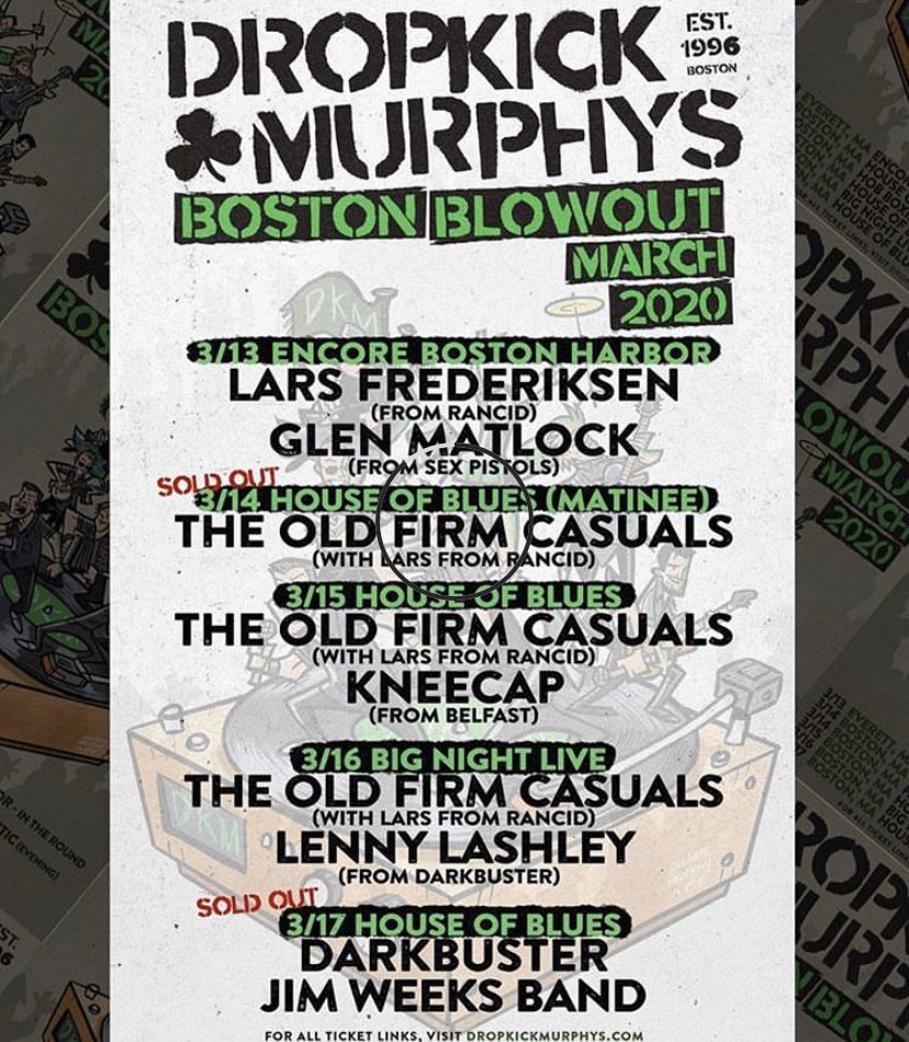 Casual Rock n Roll is coming to Boston in March with @DropkickMurphys , @lenny_lashley , Darkbuster and more! Stacked lineups like this don’t happen everyday so don’t miss out! (Can’t find who captured this great photo so please get in touch for credit!) #theoldfirmcasuals