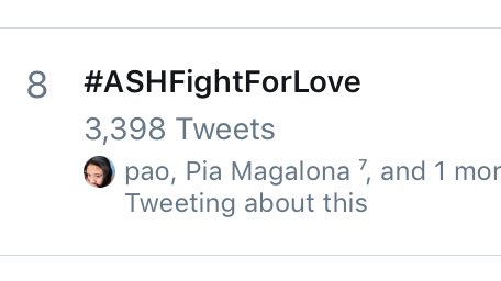 ambylw's tweet photo. Mga tropa, eight spot trending na tayo sa Philippine Trends omaygaadd yaaay hahaha #ASHFightForLove https://t.co/DG1Kh4ziEL