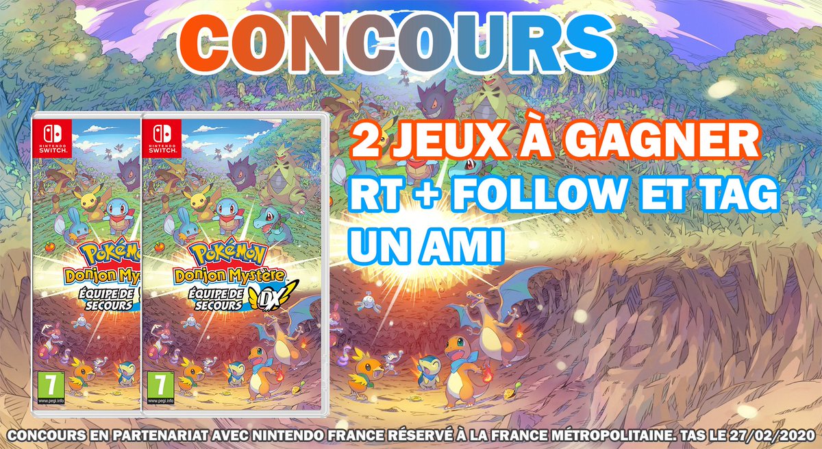 Pokekalos's tweet photo. 🎁 #Concours spécial #PokémonDM
👉Tentez de gagner un jeu Pokémon Donjon Mystère : Équipe de Secours DX avec Nintendo France
🔸 RT + follow @pokekalos + tag un partenaire de jeu qui en gagnera un !
TAS le 27/02. Participe aussi sur notre page Facebook https://t.co/HpPZnCWZ8k https://t.co/OiCM6XzCaQ