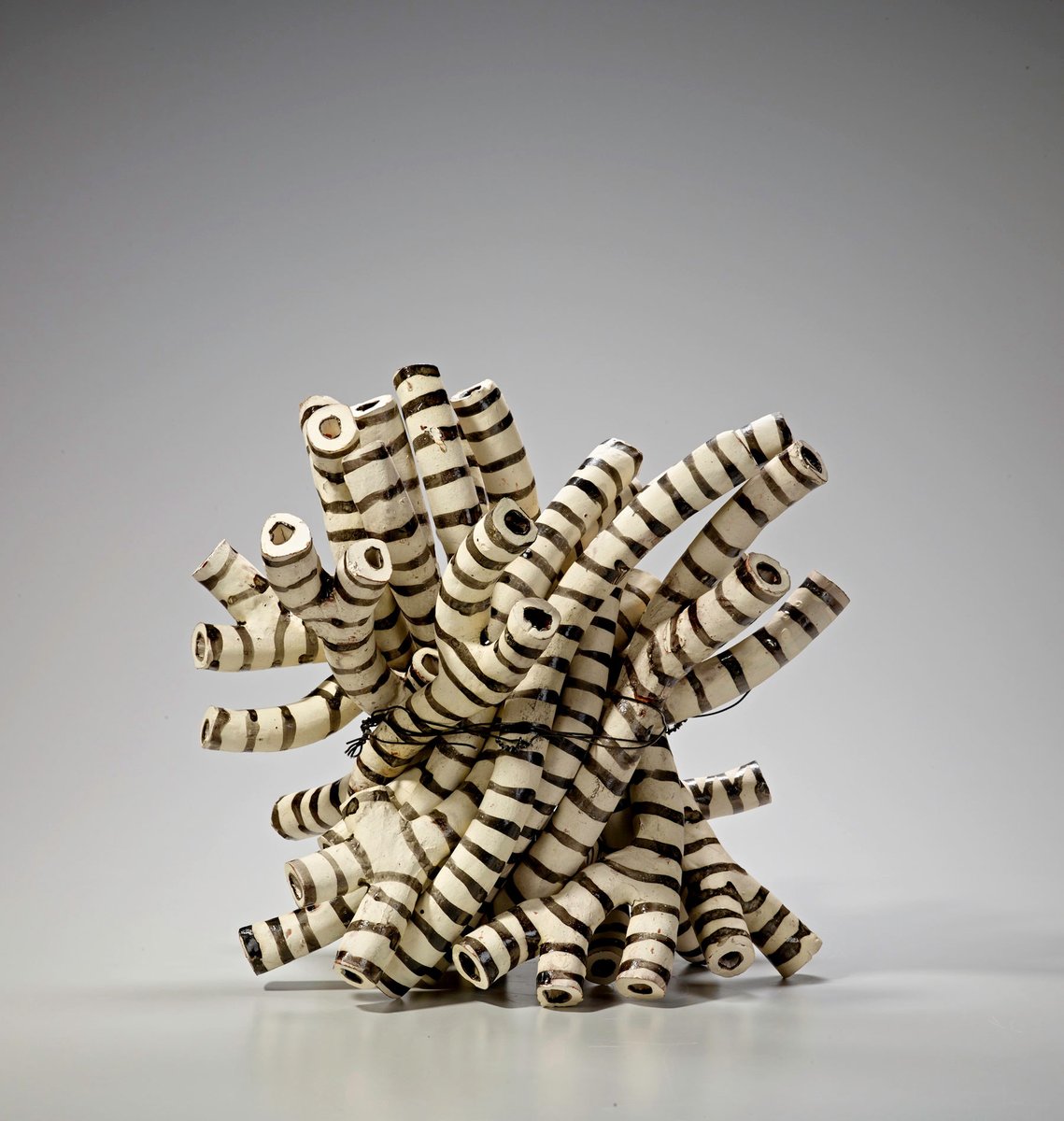 Ceramic sculpture by American artist Annabeth Rosen, 2000s-10s, known for her dynamic, textured abstract works made from numerous assembled pieces