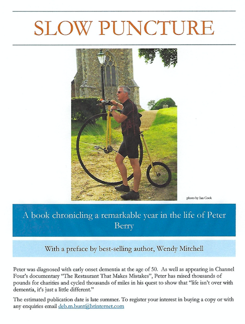 Innov_Dementia's tweet photo. Great to hear that @PeterBe1130 's new book "Slow Puncture" will be out soon.
Enquiries and reservations to deb.m.bunt@btinternet.com https://t.co/AhkaBhu2mh