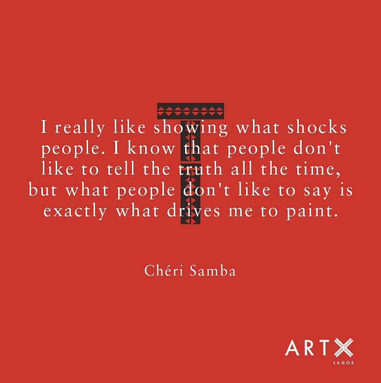 artxlagos's tweet photo. #ARTXQuotes: Congolese Artist, Chéri Samba on the theory of his artistic approach.
"I really like showing what shocks people. I know that people don't like to tell the truth all time..."
#TuesdayThoughts https://t.co/wGaztwU1YC