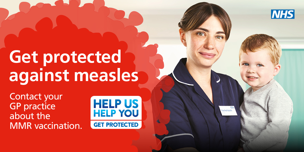 NHSuk's tweet photo. Have you and your family had the MMR vaccination? It protects you against measles, mumps and rubella. Full protection requires 2 doses, so it’s important to check with your GP practice if you're not sure. A catch-up vaccination is also available. https://t.co/pGbmMXqcSf https://t.co/Ldl7KuxXKA