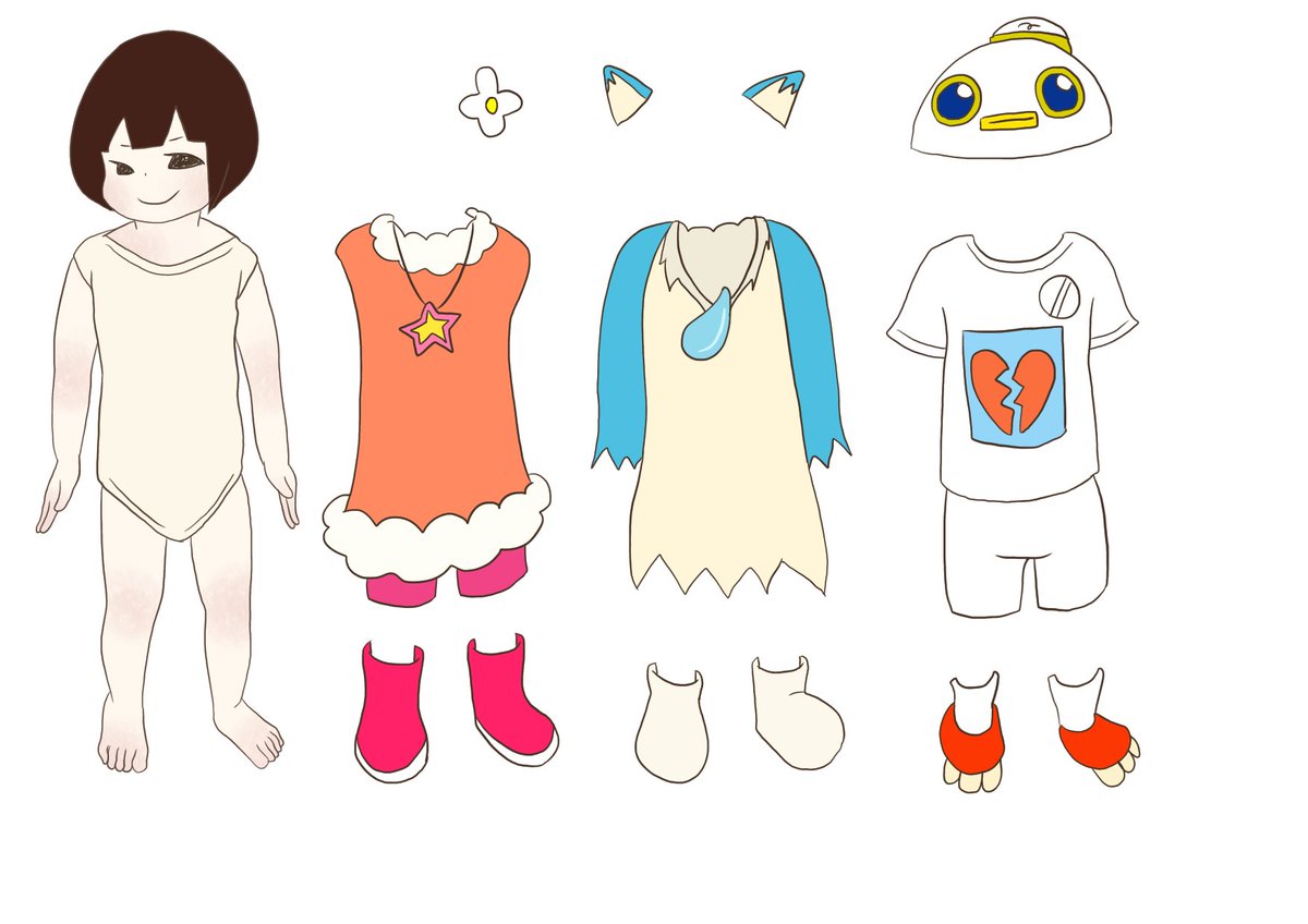 まっぺ みそら3歳 みなと9ヶ月 娘がシールブックで着せ替え遊び楽しそうにしているので がらぴこぷーのみんなの着せ替え描いてみました 印刷してラミネートするんだー 喜んでもらえるといいなぁ