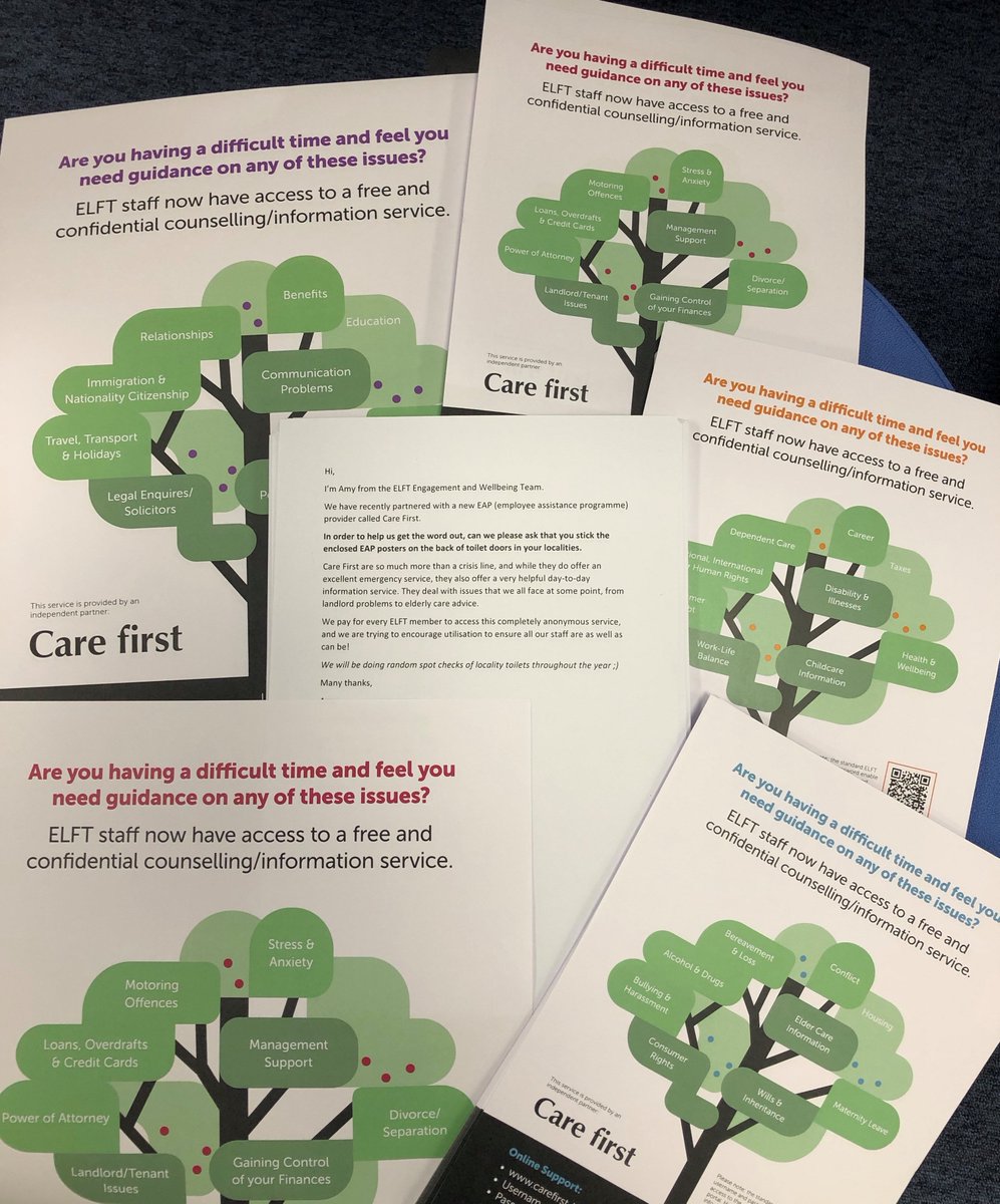 ELFT_Engagement's tweet image. Carefirst are not just a crisis line, but an excellent day-to-day confidential information service available to ALL ELFT STAFF. Your localities posters will be arriving very soon, so please do utilise this fantastic service!